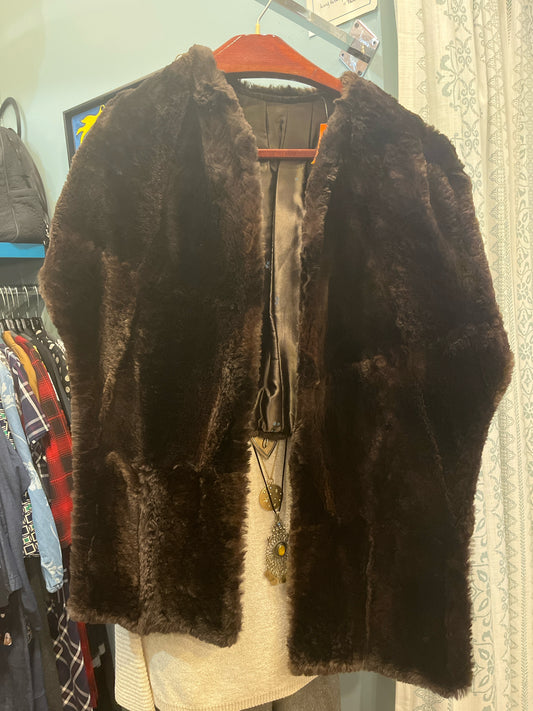 Size O/S Brown Lined Fur Cape