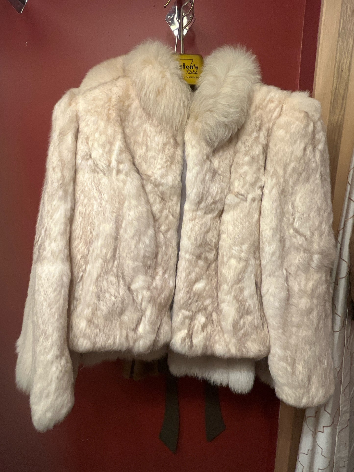 Size M Berman White/Tan Rabbit Coat