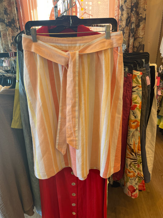 Size MP Talbots Orange/Yellow Linen Stripes Skirt