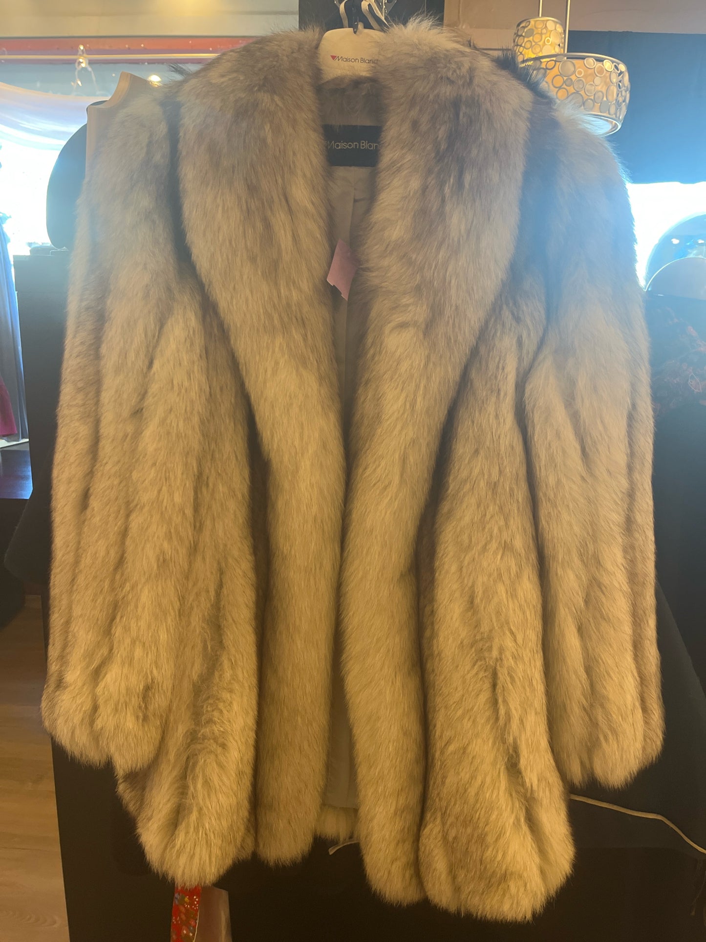 Size S Maison Blanche Cream/Brown Fox Fur Coat