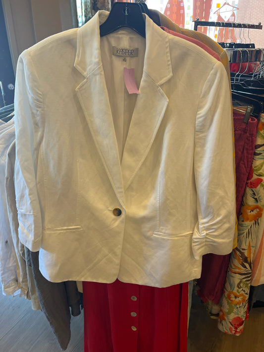 Size 16 Kasper White Linen Blend Jacket