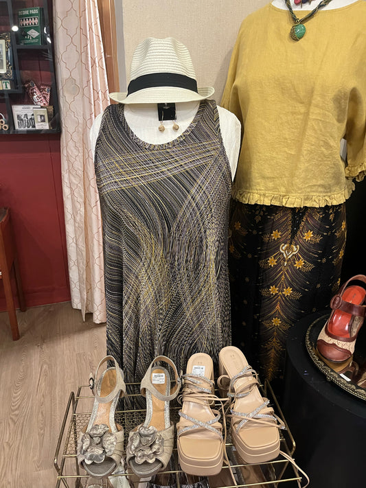 Size L Lana Fashion Brown/Gold Print Dress