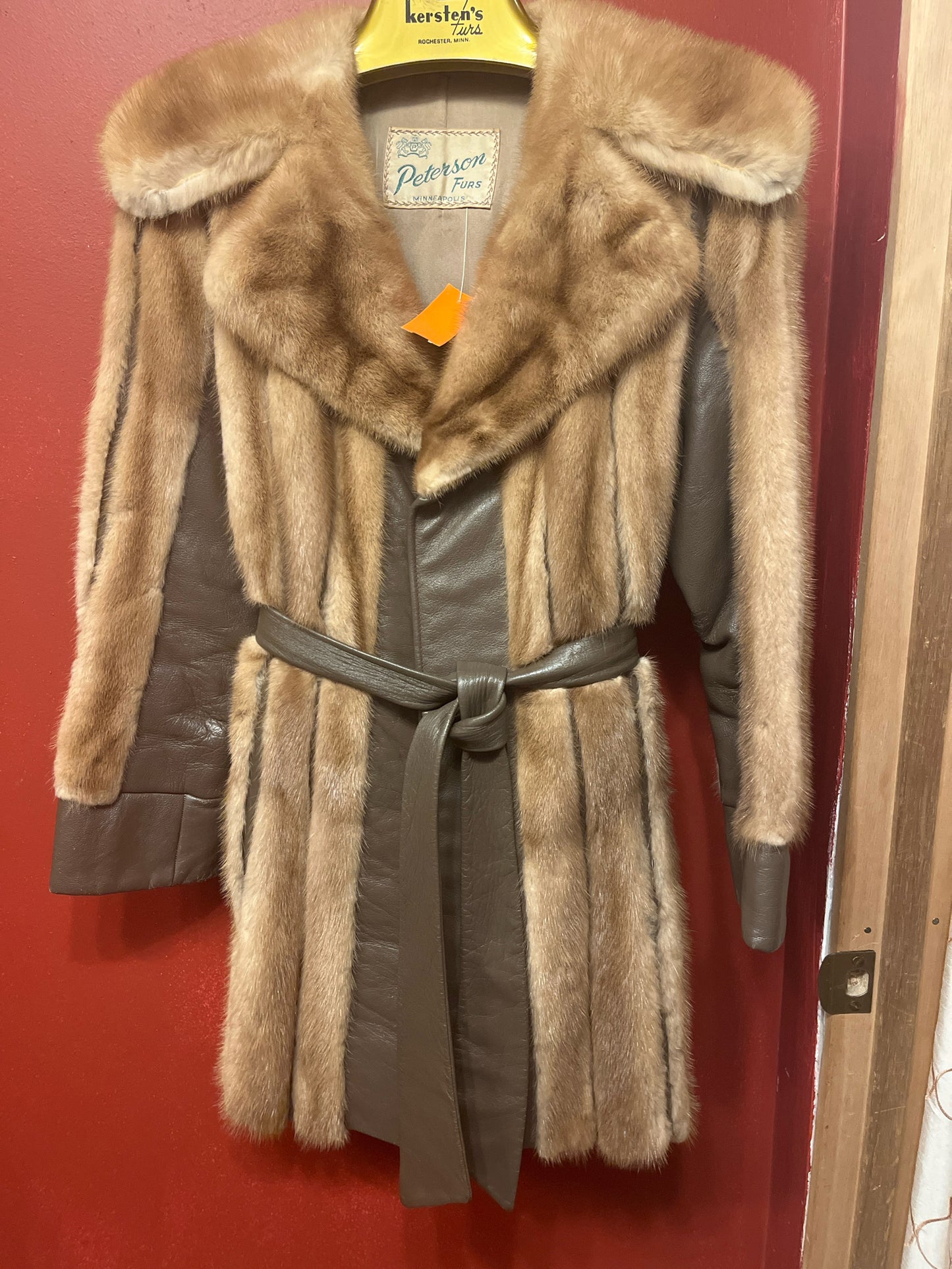 Size S Peterson Furs Taupe Fur Leather Jacket